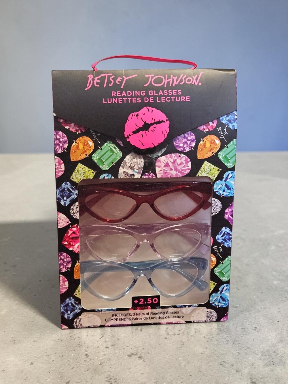 BETSEY JOHNSON 3 Pack Cat Eye Readers / +2.50 Strength. NIB